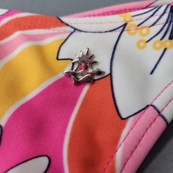 Cia Maritima Cheeky Bikini Bottom Womens M Retro Floral Swim Brazilian Ruched - Picture 6 of 13